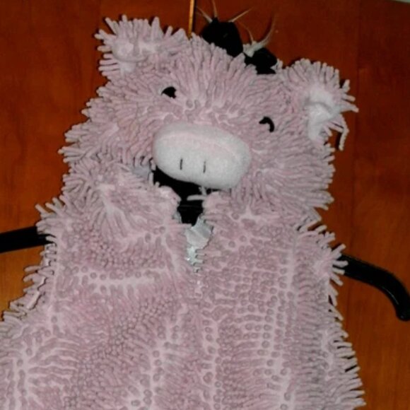 Deluxe PINK PIG Piggy One Piece Puffy Chenille Hooded Halloween Costume size 12M - Picture 3 of 3